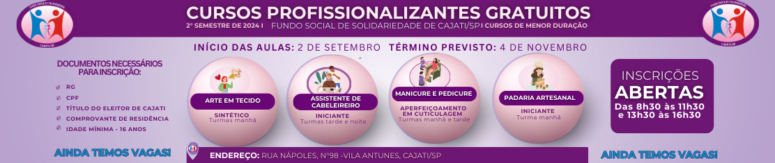 CURSOS GRATUITOS DO FUNDO SOCIAL DE  SOLIDARIEDADE