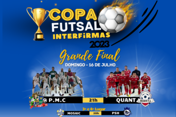 P.M.C e QUANT são os finalistas da Copa de Futsal Interfirmas 2023