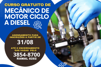 Cajati abre inscrições para o curso de Qualificação Profissional de Mecânico de Motor a Diesel