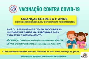 Campanha de Vacinação contra a Covid-19 para crianças de 5 a 11 anos