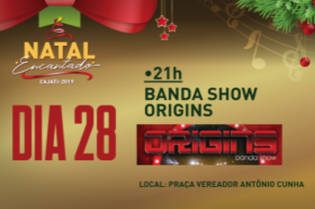 Sábado é dia da banda show Origins no Natal Encantado de Cajati