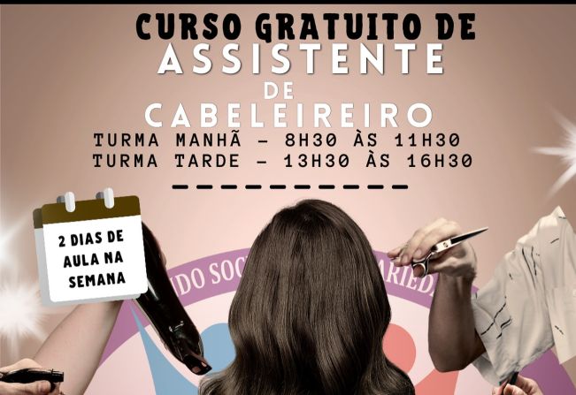 Inscrições abertas para o curso gratuito de assistente de cabeleireiro do Fundo Social de Solidariedade de Cajati