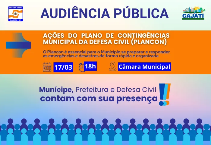 Participe da Audiência Pública sobre as ações do PLANO PLURIANUAL de Cajati