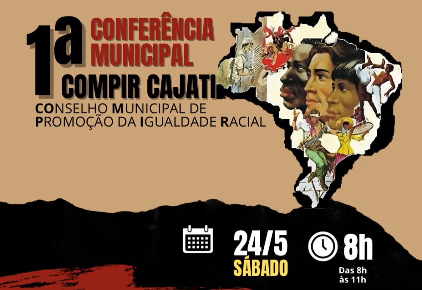 Participe neste sábado(24/5), da 1ª Conferência da Promoção da Igualdade Racial em Cajati, no CRAS no Inhuguvira