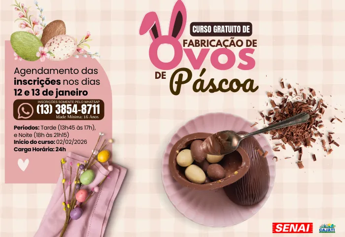 PREFEITURA DE CAJATI OFERECE CURSO GRATUITO DE FABRICAÇÃO DE OVOS DE PÁSCOA