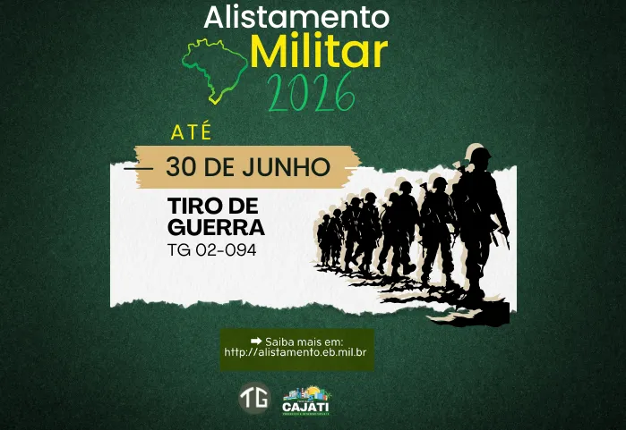 O período de alistamento militar para 2026 está aberto e o prazo final é 30 de junho de 2026. 