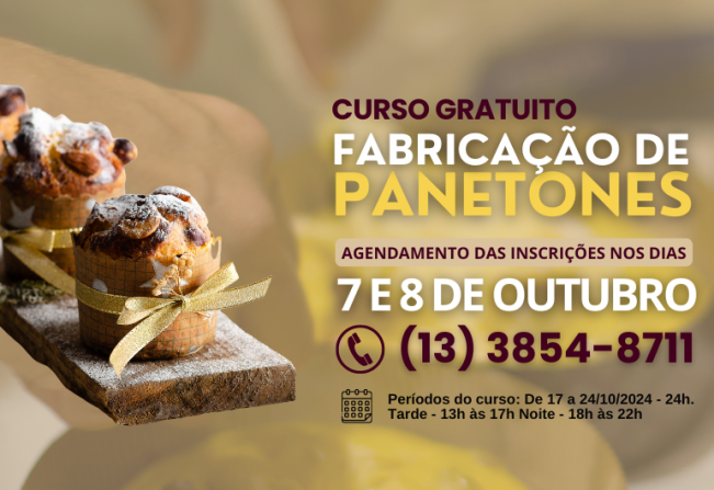 Cajati oferece  curso gratuito de fabricação de panetones do SENAI