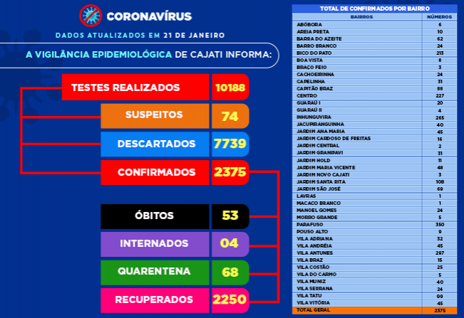 Números da COVID-19 em Cajati
