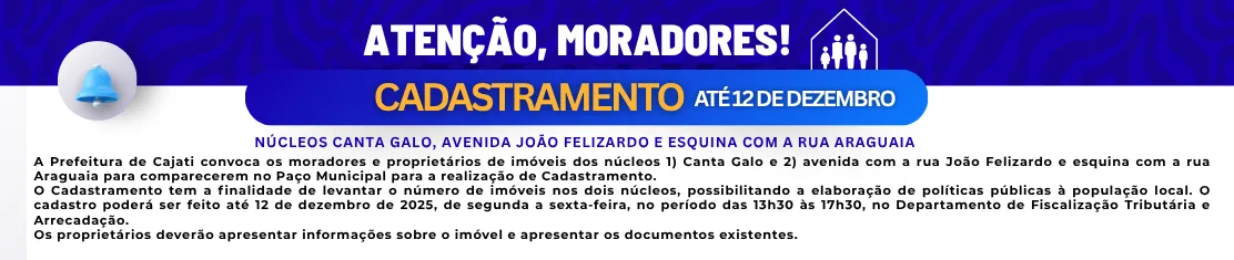 Atenção, moradores dos Núcleos Canta Galo, da avenida João Felizardo e esquina com a rua Araguaia