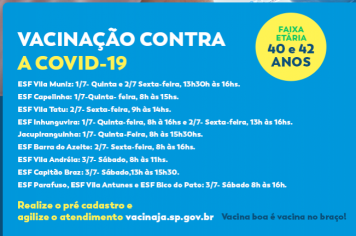 Começa hoje a vacinação para as pessoas de 40 a 42 anos e grupos anteriores 