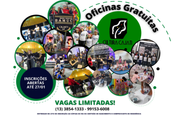 Divisão de Cultura de Cajati abre inscrições para Oficinas Gratuitas 2023