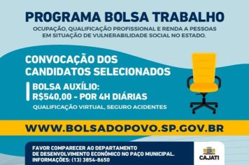 Aprovados no Programa Bolsa Trabalho são convocados em Cajati