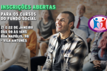 Inscrições abertas para os cursos do Fundo Social