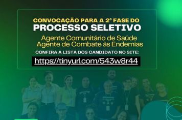 Cnvocação dos candidatos para os cargos de  agentes  Comunitário de Saúde de Combate às Endemias”, 