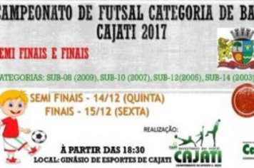 SEMI FINAIS E FINAIS DO CAMPEONATO DE FUTSAL – CATEGORIAS DE BASE 2017