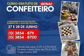 PREFEITURA DE CAJATI REALIZA CURSO GRATUITO DE CONFEITEIRO DO SENAI