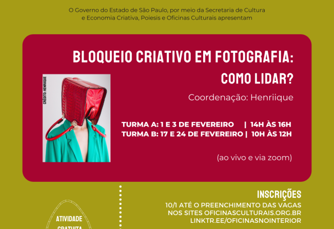 Oficinas Culturais Poiesis têm inscrições abertas para atividades em fevereiro