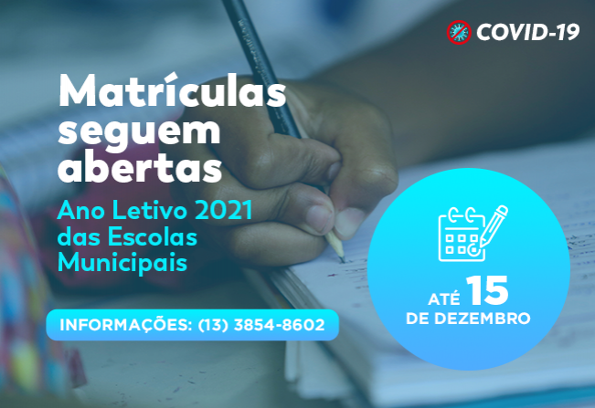 Matrículas para vagas remanescentes das escolas municipais seguem até 15 de dezembro