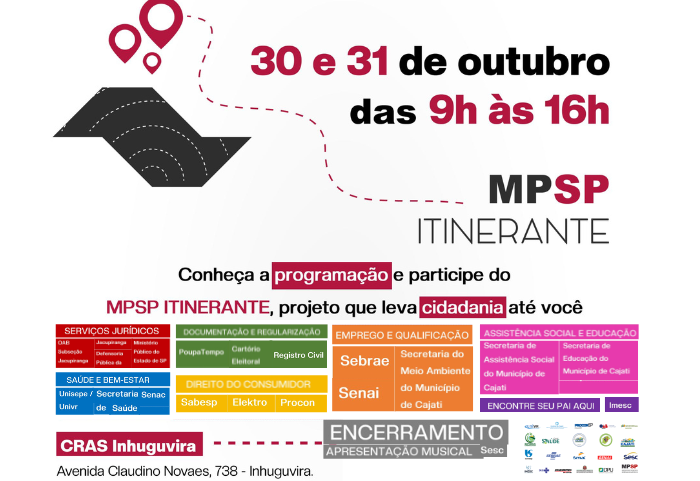 MP Itinerante transforma Cajati em polo de cidadania nos dias 30 e 31 de outubro; Compareça!