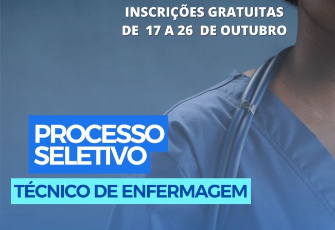 Cajati abre processo seletivo para contratação de Técnicos de Enfermagem