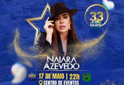 Naiara Azevedo se apresentará no dia 17 de maio, durante o aniversário de Cajati