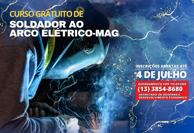 Prefeitura de Cajati oferece curso gratuito de Soldador ao Arco Elétrico- MAG do Senai; Inscrições limitadas!